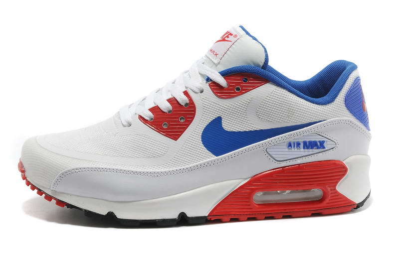 Nike Air Max 90 Chaussures Hommes pre TAPE Blanc Bleu Rouge (4)